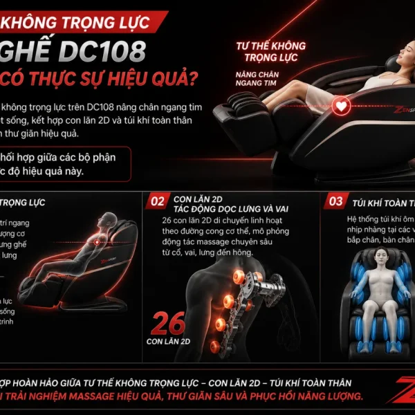 Massage không trọng lực trên ghế DC108 là gì và có thực sự hiệu quả