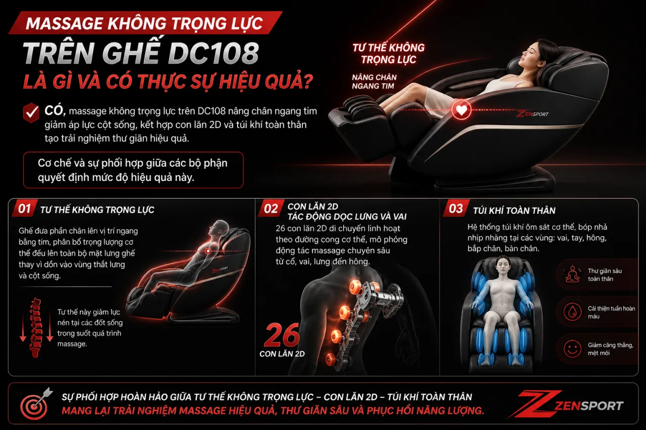 Massage không trọng lực trên ghế DC108 là gì và có thực sự hiệu quả Massage không trọng lực trên ghế DC108 là gì và có thực sự hiệu quả