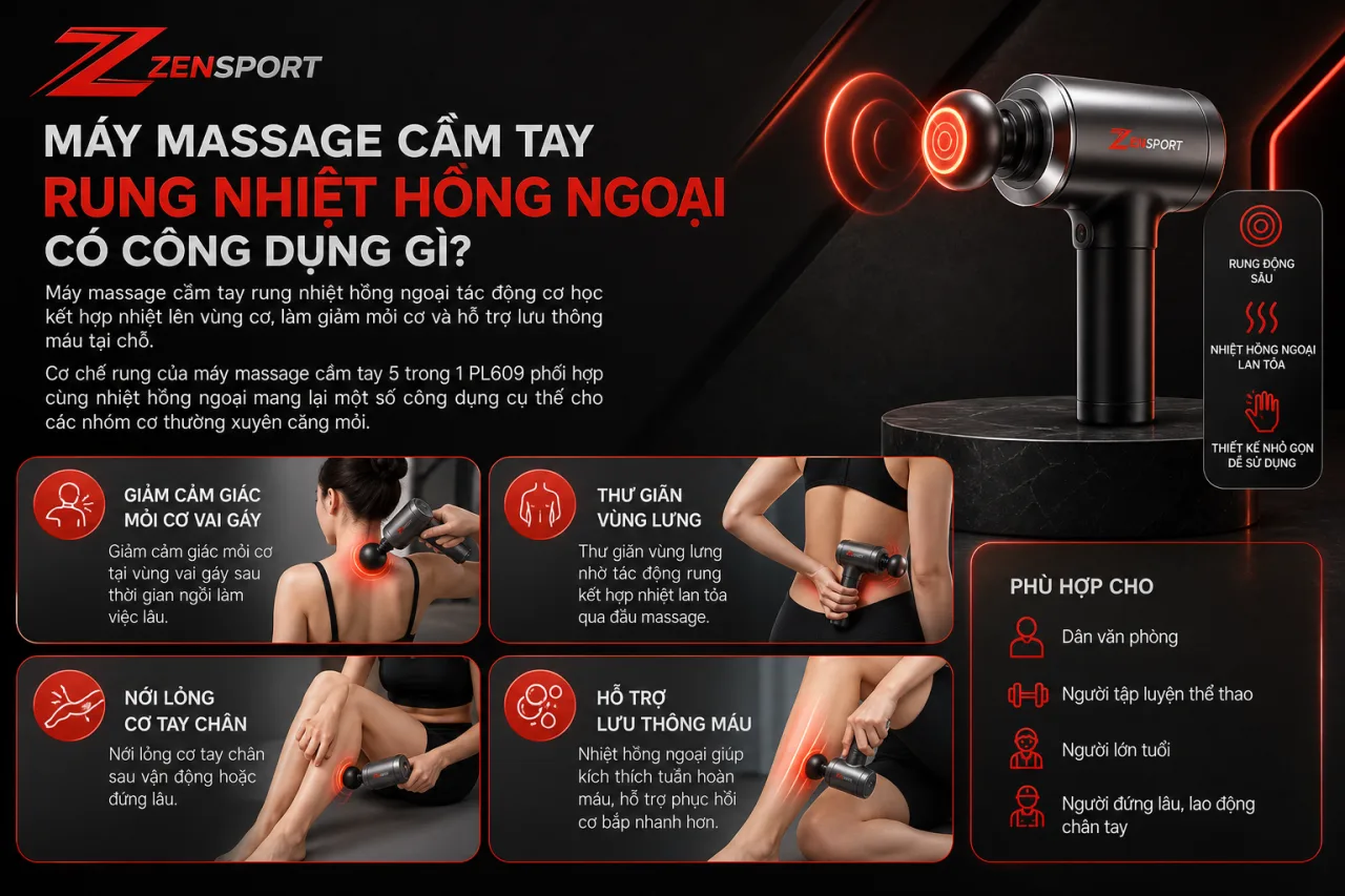 Máy massage cầm tay rung nhiệt hồng ngoại có công dụng gì Máy massage cầm tay rung nhiệt hồng ngoại có công dụng gì