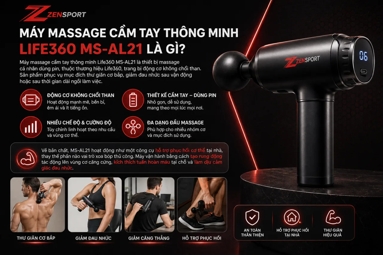 Máy massage cầm tay thông minh Life360 MS-AL21 Máy massage cầm tay thông minh Life360 MS-AL21