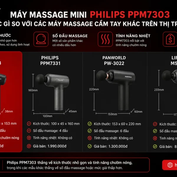 Máy massage mini Philips PPM7303 khác gì so với các máy massage cầm tay khác trên thị trường
