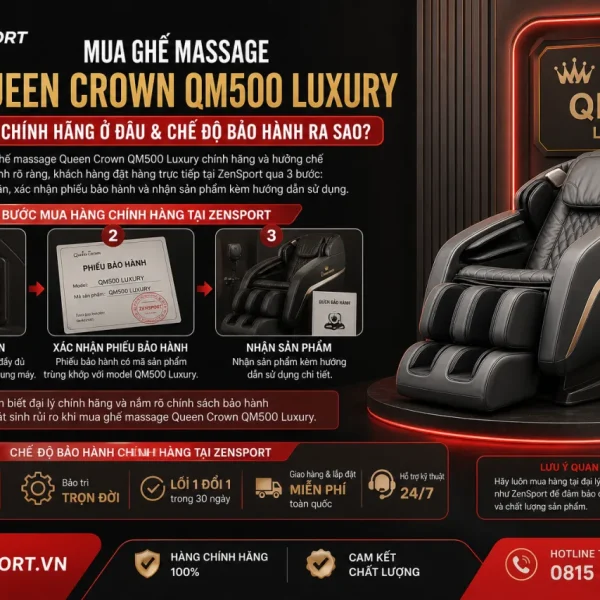 Mua ghế massage Queen Crown QM500 Luxury chính hãng ở đâu và chế độ bảo hành