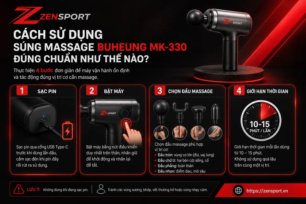 Sử Dụng Súng Massage Buheung MK-330 Đúng Chuẩn Cách Sử Dụng Súng Massage Buheung MK-330 Đúng Chuẩn