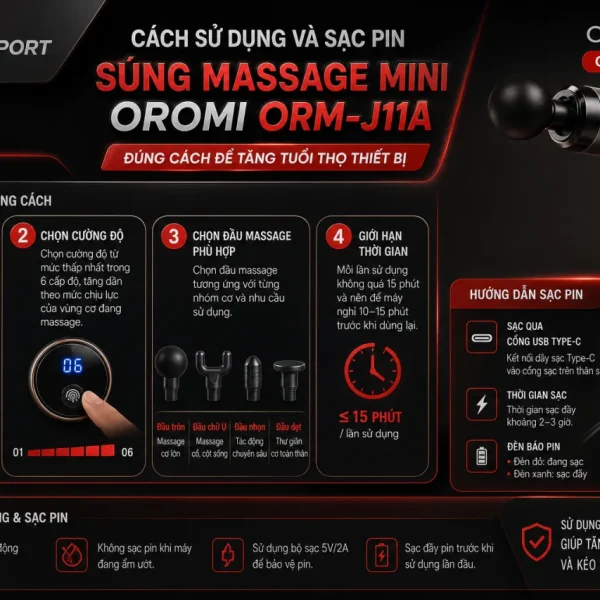sử dụng và sạc pin súng massage mini Oromi ORM-J11A đúng cách