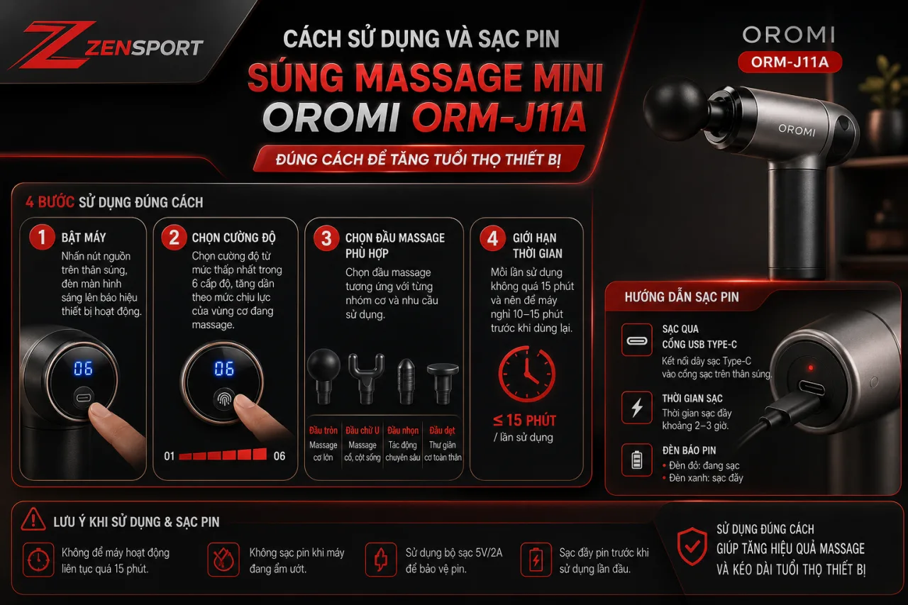sử dụng và sạc pin súng massage mini Oromi ORM-J11A đúng cách sử dụng và sạc pin súng massage mini Oromi ORM-J11A đúng cách