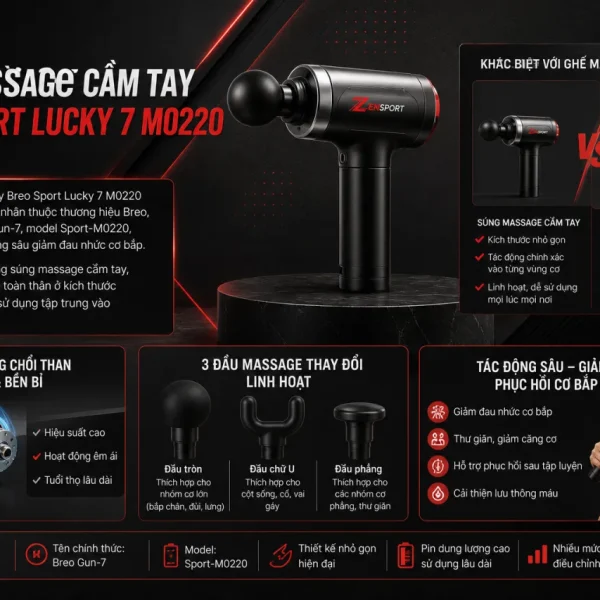 Súng massage cầm tay Breo Sport Lucky 7 M0220