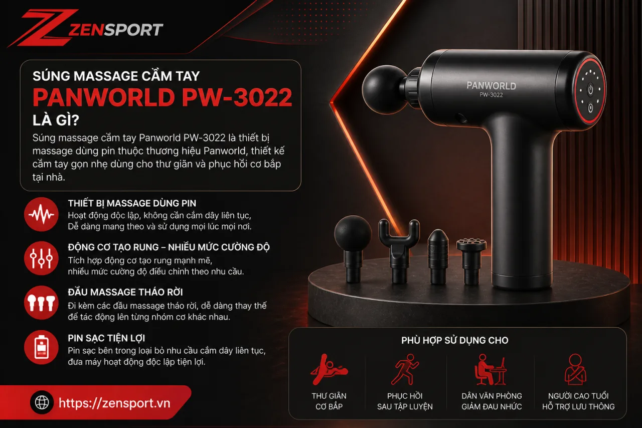 Súng massage cầm tay Panworld PW-3022 Súng massage cầm tay Panworld PW-3022