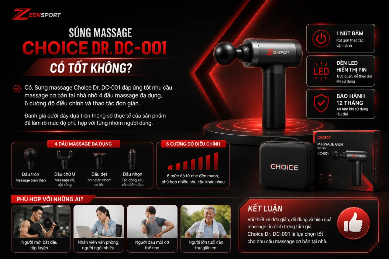 Súng massage Choice Dr. DC-001 Súng massage Choice Dr. DC-001 có tốt không
