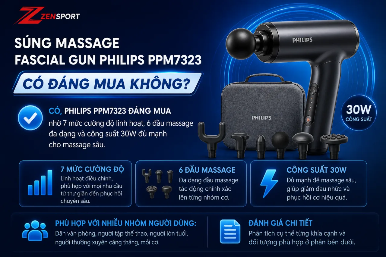 Súng massage Fascial Gun Philips PPM7323 có đáng mua Súng massage Fascial Gun Philips PPM7323 có đáng mua