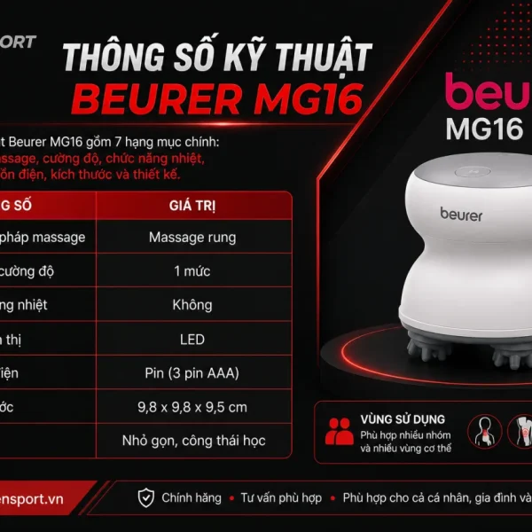 Thông số kỹ thuật của Beurer MG16 gồm những gì