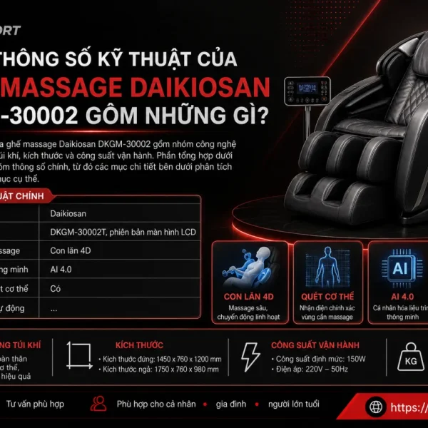 Thông Số Kỹ Thuật Của Ghế Massage Daikiosan DKGM-30002 Gồm Những Gì