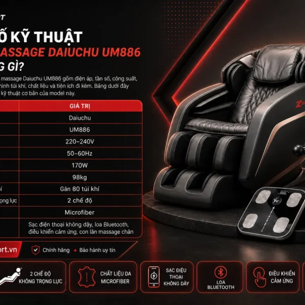 Thông Số Kỹ Thuật Của Ghế Massage Daiuchu UM886 Gồm Những Gì