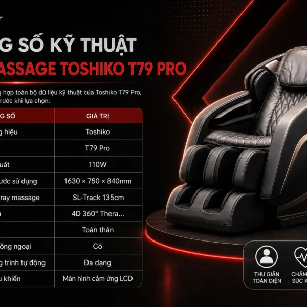 Thông số kỹ thuật Ghế massage Toshiko T79 Pro