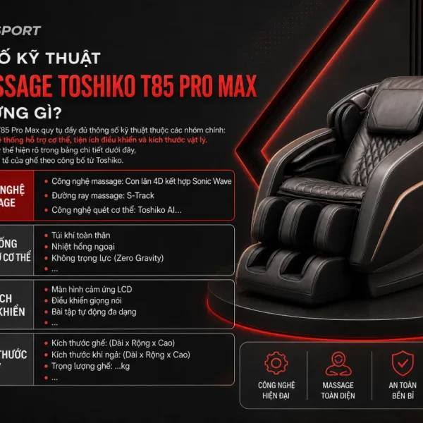 Thông số kỹ thuật Ghế massage Toshiko T85 Pro Max gồm những gì