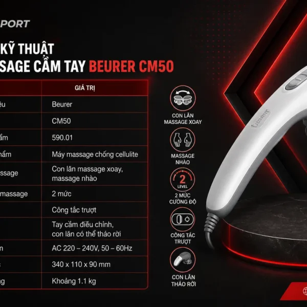 Thông số kỹ thuật Máy massage cầm tay Beurer CM50 gồm những gì