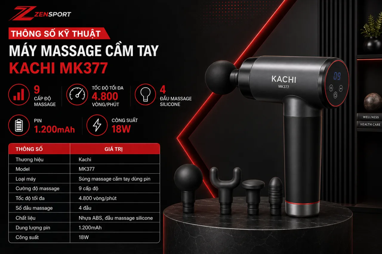 Thông số kỹ thuật Máy massage cầm tay Kachi MK377 Thông số kỹ thuật Máy massage cầm tay Kachi MK377
