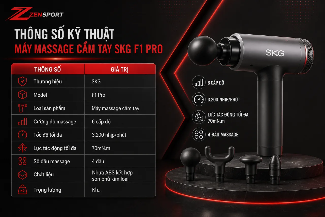 Thông số kỹ thuật Máy massage cầm tay SKG F1 Pro Thông số kỹ thuật Máy massage cầm tay SKG F1 Pro