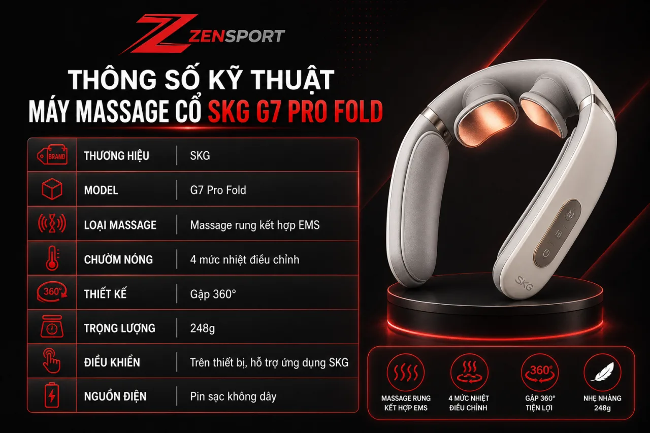 Thông số kỹ thuật Máy massage cổ SKG G7 Pro Fold gồm những gì Thông số kỹ thuật Máy massage cổ SKG G7 Pro Fold gồm những gì