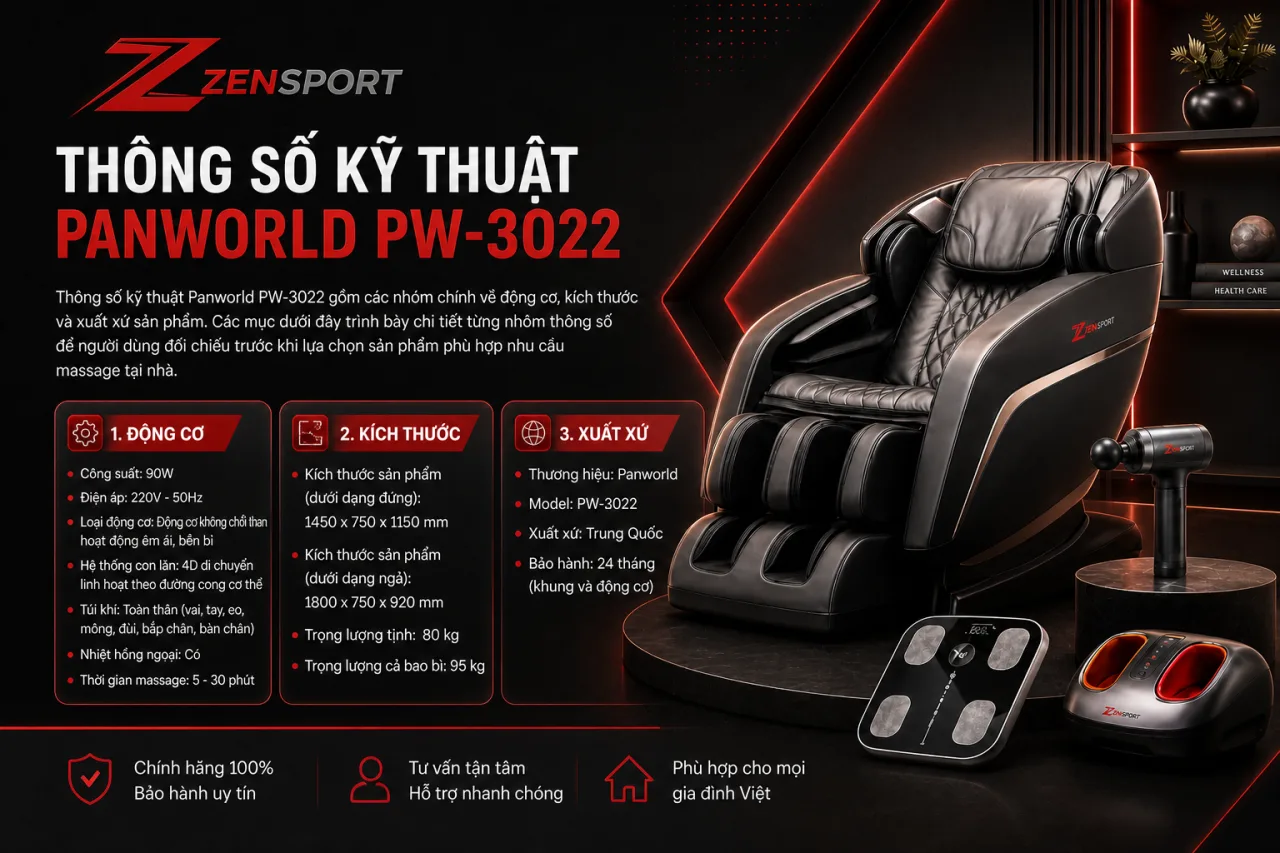Thông số kỹ thuật Panworld PW-3022 gồm những gì Thông số kỹ thuật Panworld PW-3022 gồm những gì