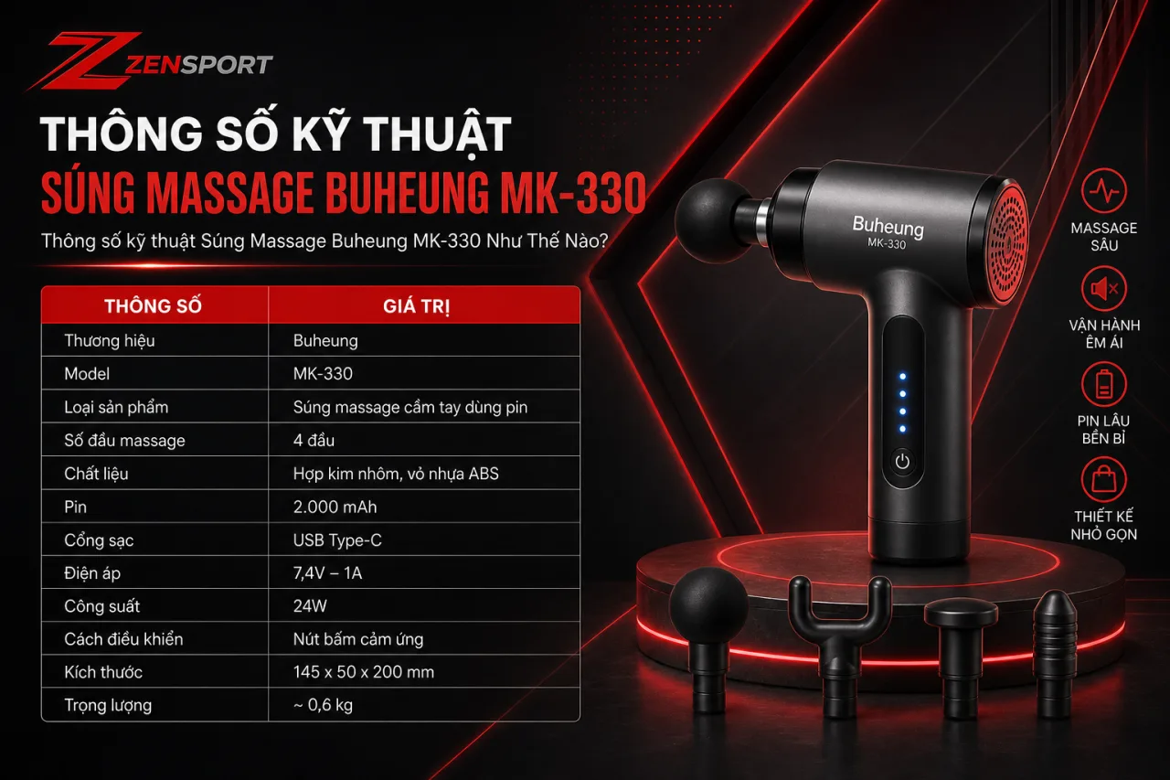 Thông Số Kỹ Thuật Súng Massage Buheung MK-330 Thông Số Kỹ Thuật Súng Massage Buheung MK-330