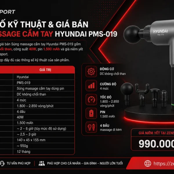 Thông số kỹ thuật và giá bán Súng massage cầm tay Hyundai PMS-019