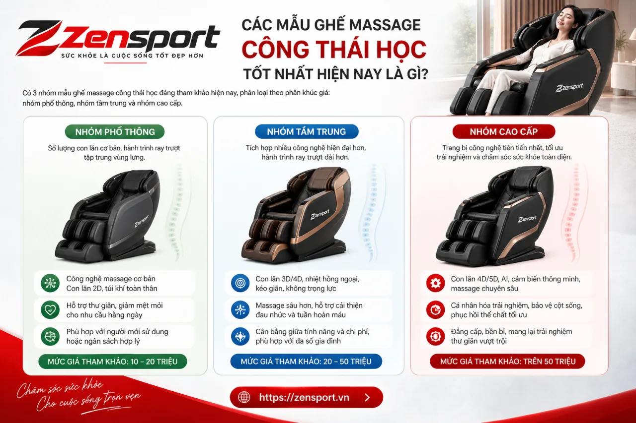 Các mẫu ghế massage công thái học tốt nhất hiện nay Các phân khúc ghế massage công thái học hiện nay