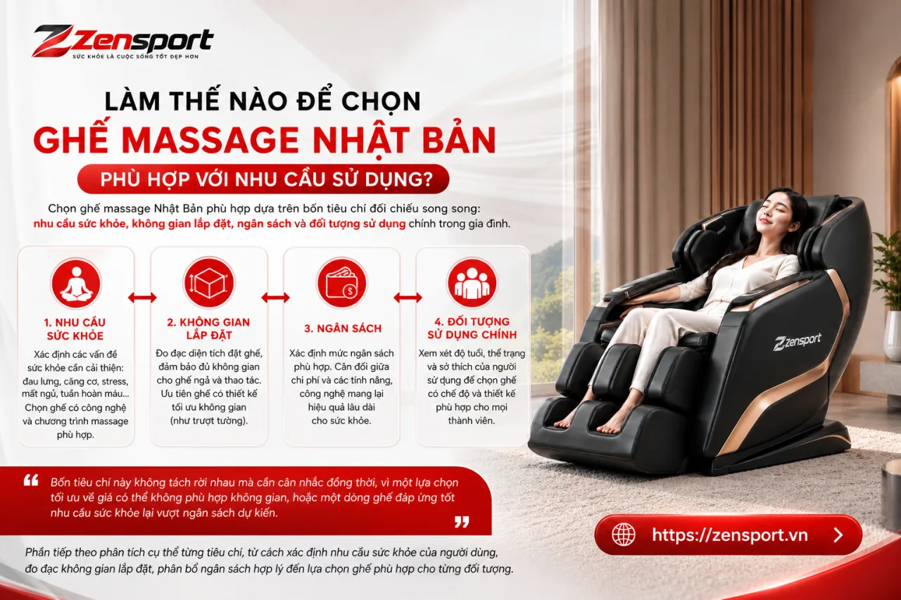 chọn ghế massage Nhật Bản phù hợp với nhu cầu sử dụng