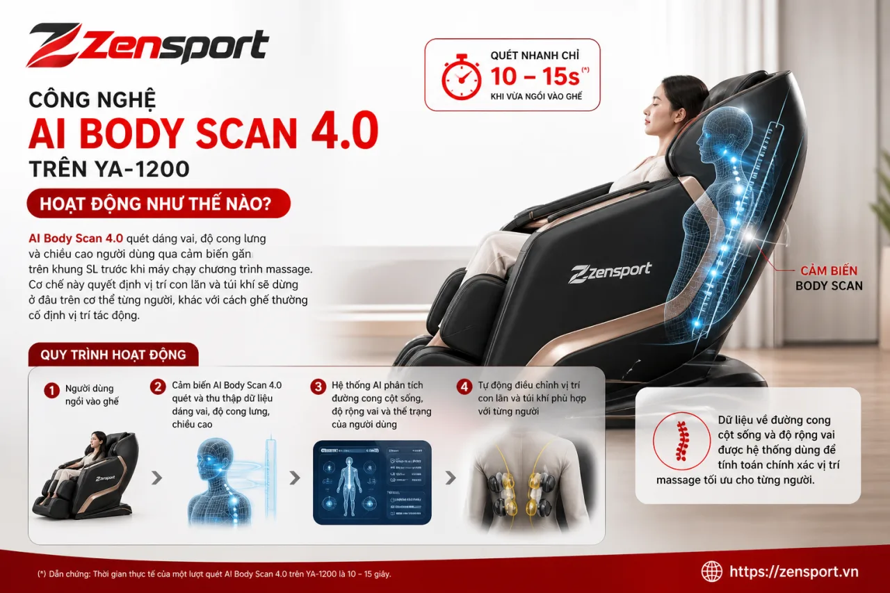 Công nghệ AI Body Scan 4.0 trên YA-1200 hoạt động Công nghệ AI Body Scan 4.0 trên YA-1200 hoạt động