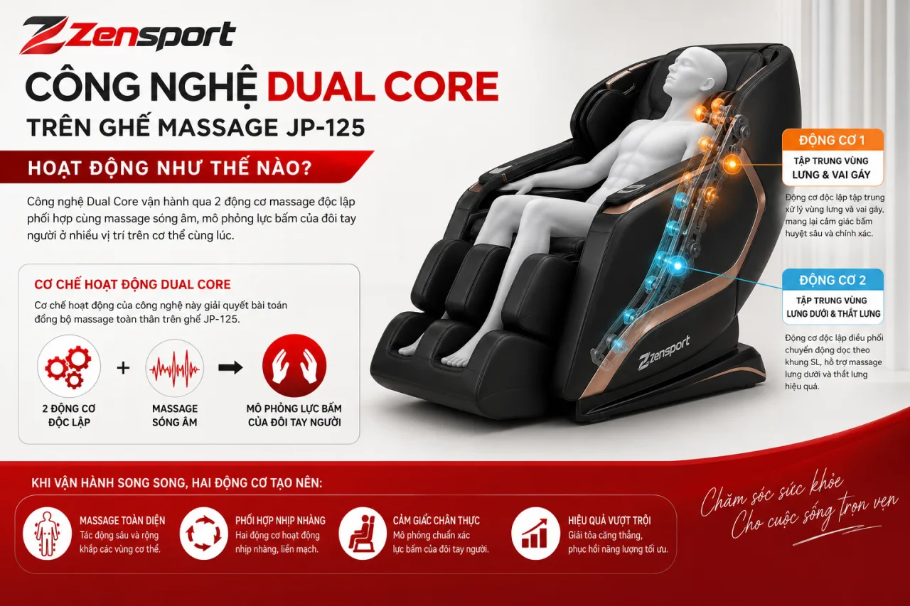 Công Nghệ Dual Core Trên Ghế Massage JP-125 Hoạt Động Công Nghệ Dual Core Trên Ghế Massage JP-125 Hoạt Động
