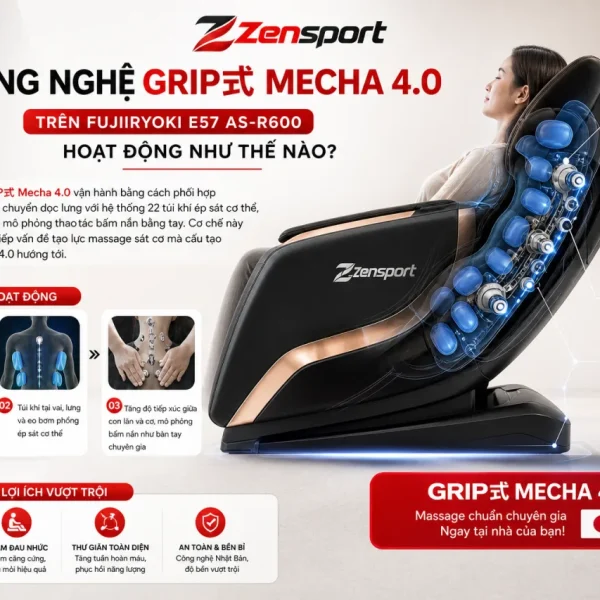 Công nghệ GRIP式 Mecha 4.0 trên Fujiiryoki E57 AS-R600 hoạt động
