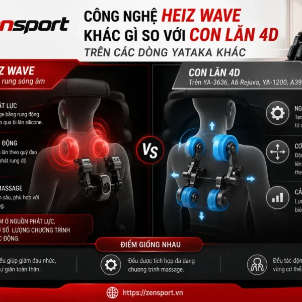 Công nghệ Heiz Wave khác gì so với con lăn 4D trên các dòng YATAKA khác
