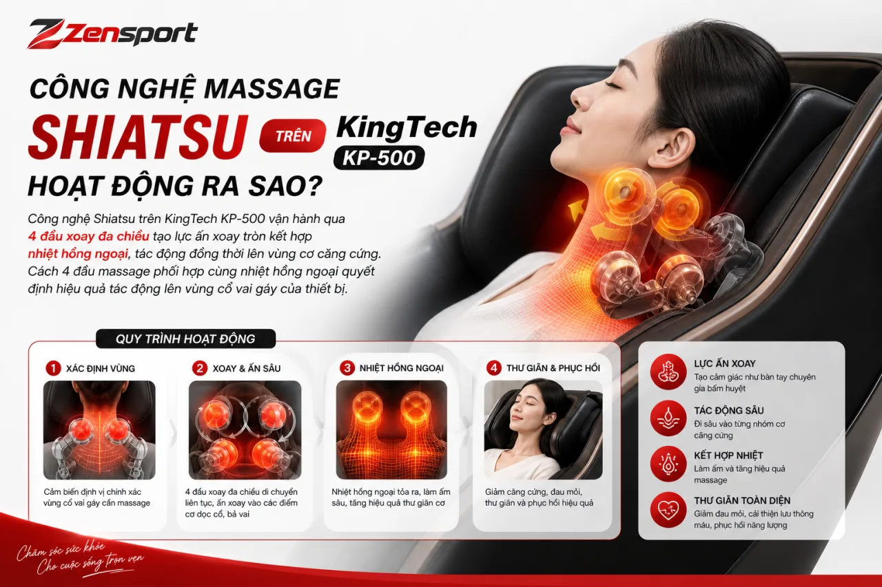 Công nghệ massage Shiatsu trên KingTech KP-500 hoạt động Công nghệ massage Shiatsu trên KingTech KP-500 hoạt động