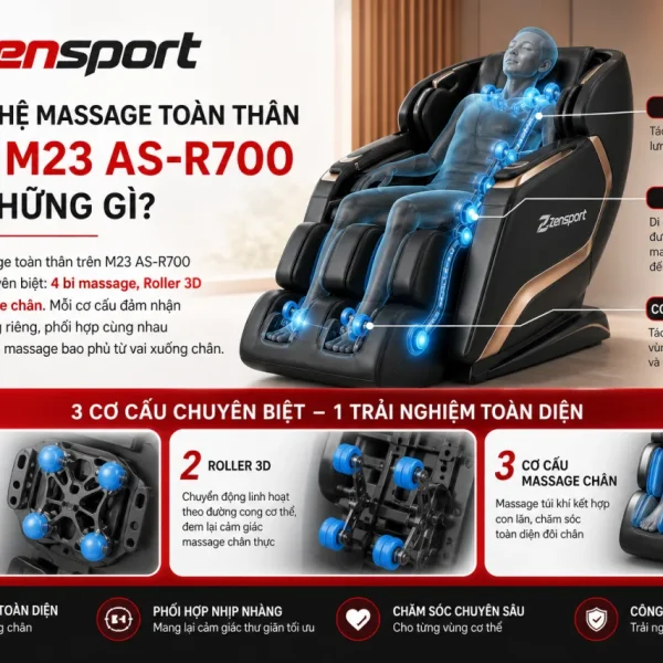Công Nghệ Massage Toàn Thân Trên M23 AS-R700 Gồm Những Gì