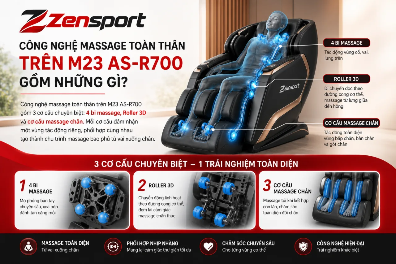 Công Nghệ Massage Toàn Thân Trên M23 AS-R700 Gồm Những Gì Công Nghệ Massage Toàn Thân Trên M23 AS-R700 Gồm Những Gì
