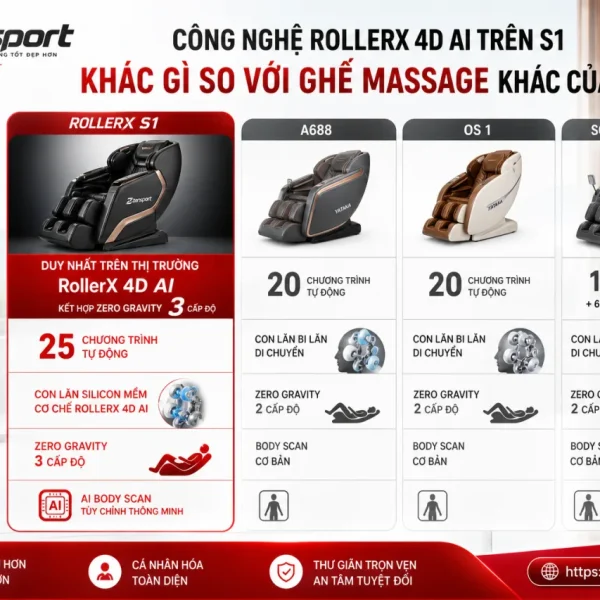 Công nghệ RollerX 4D AI trên S1 khác gì so với ghế massage khác của YATAKA