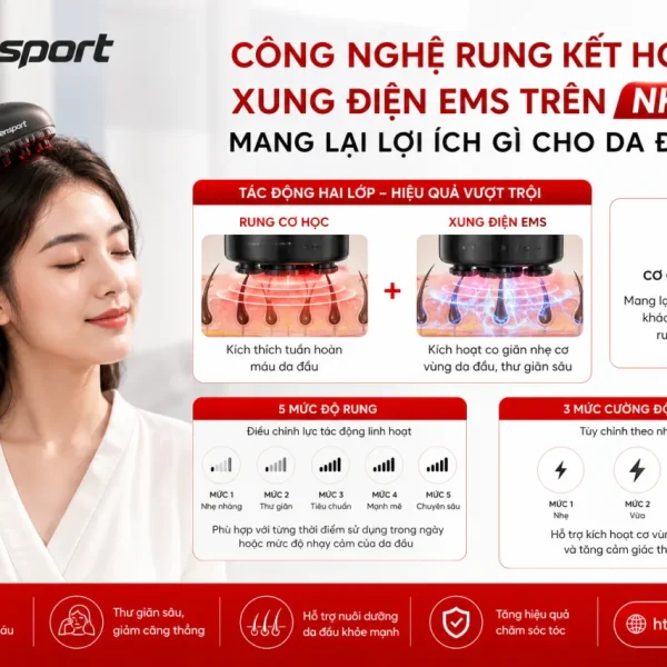 Công nghệ rung kết hợp xung điện EMS trên NK-112 mang lại lợi ích gì cho da đầu