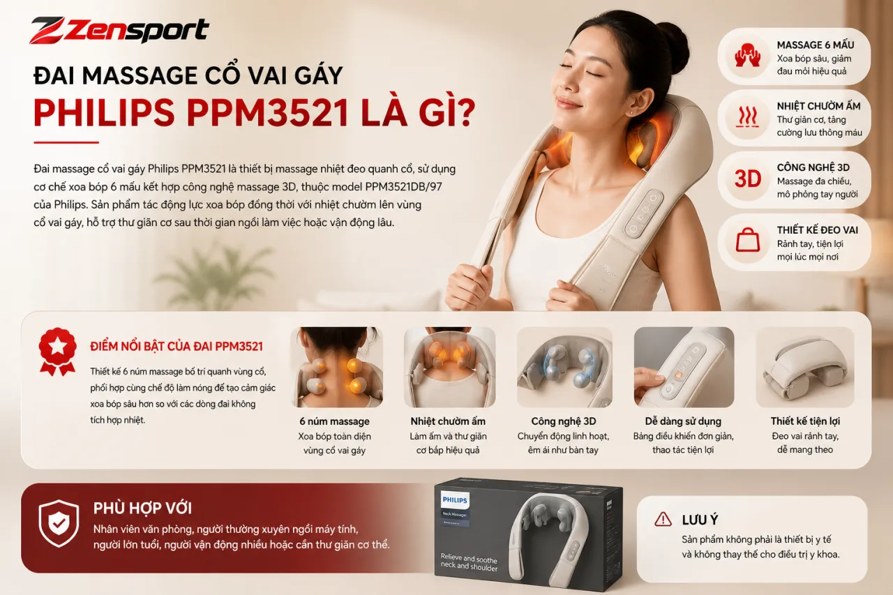 Đai massage cổ vai gáy Philips PPM3521 Đai massage cổ vai gáy Philips PPM3521