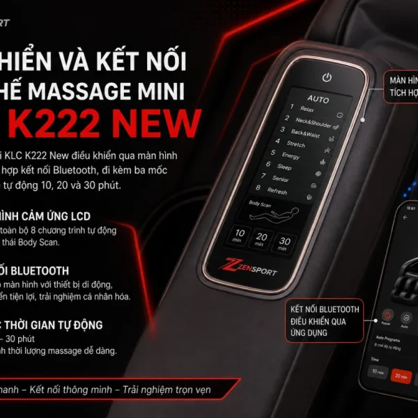 Điều khiển và kết nối trên Ghế massage mini KLC K222 New