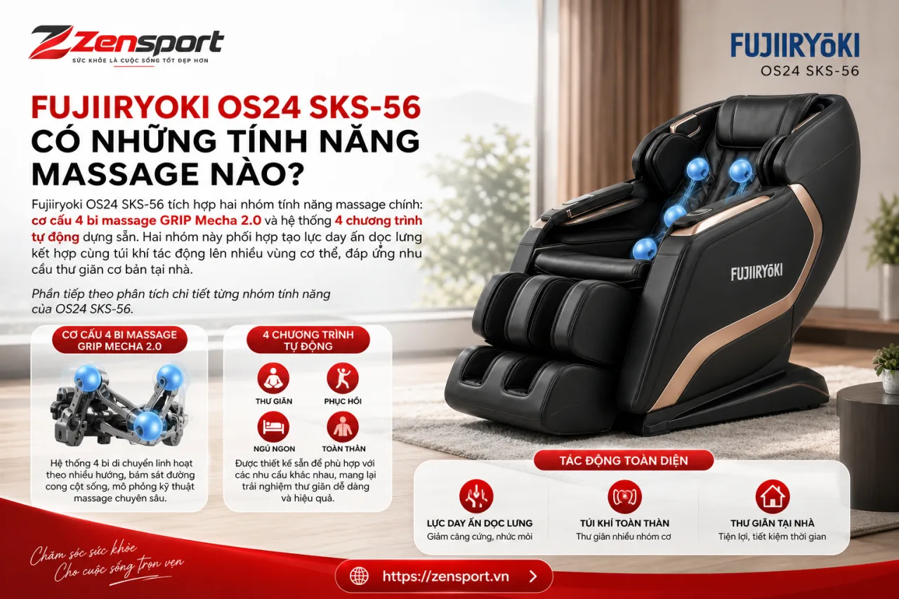 Fujiiryoki OS24 SKS-56 Có Những Tính Năng Massage Nào Fujiiryoki OS24 SKS-56 Có Những Tính Năng Massage Nào