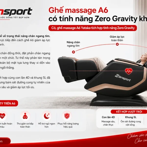 Ghế massage A6 có tính năng Zero Gravity