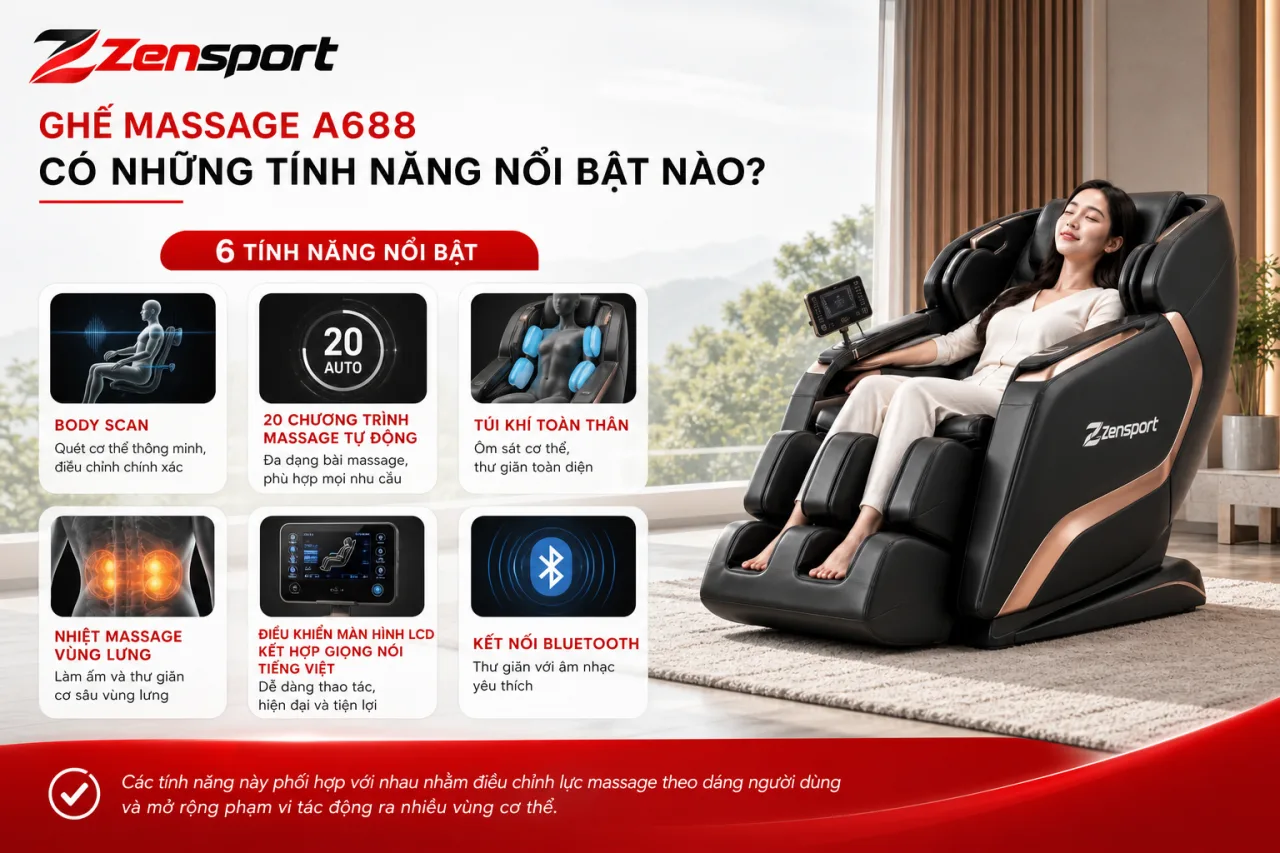 Ghế massage A688 có những tính năng nổi bật nào Ghế massage A688 có những tính năng nổi bật nào