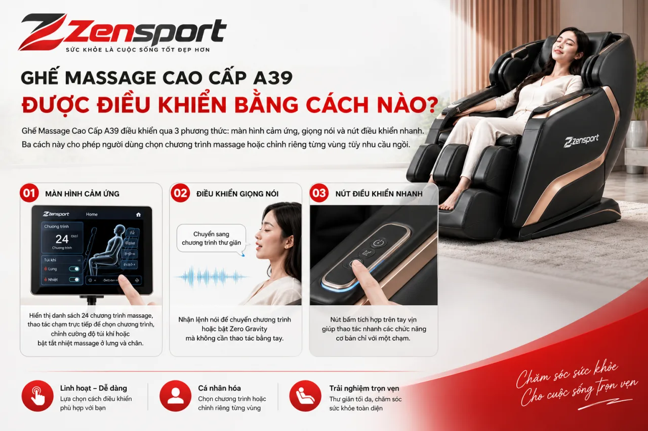 Ghế Massage Cao Cấp A39 được điều khiển bằng cách nào Ghế Massage Cao Cấp A39 được điều khiển bằng cách nào