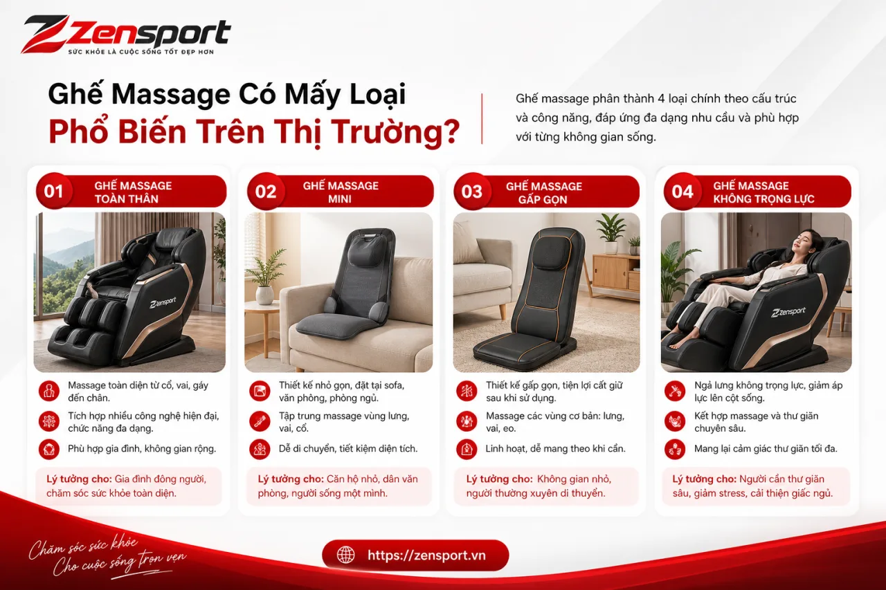 Ghế Massage Có Mấy Loại Phổ Biến Trên Thị Trường Ghế Massage Có Mấy Loại Phổ Biến Trên Thị Trường