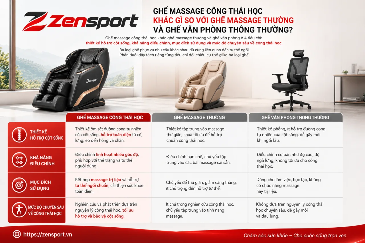 Ghế massage công thái học khác gì so với ghế massage thường và ghế văn phòng thông thường Ghế massage công thái học khác gì so với ghế massage thường và ghế văn phòng