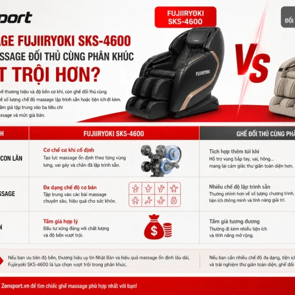Ghế Massage Fujiiryoki SKS-4600 So Với Ghế Massage Đối Thủ Cùng Phân Khúc Ai Vượt Trội Hơn