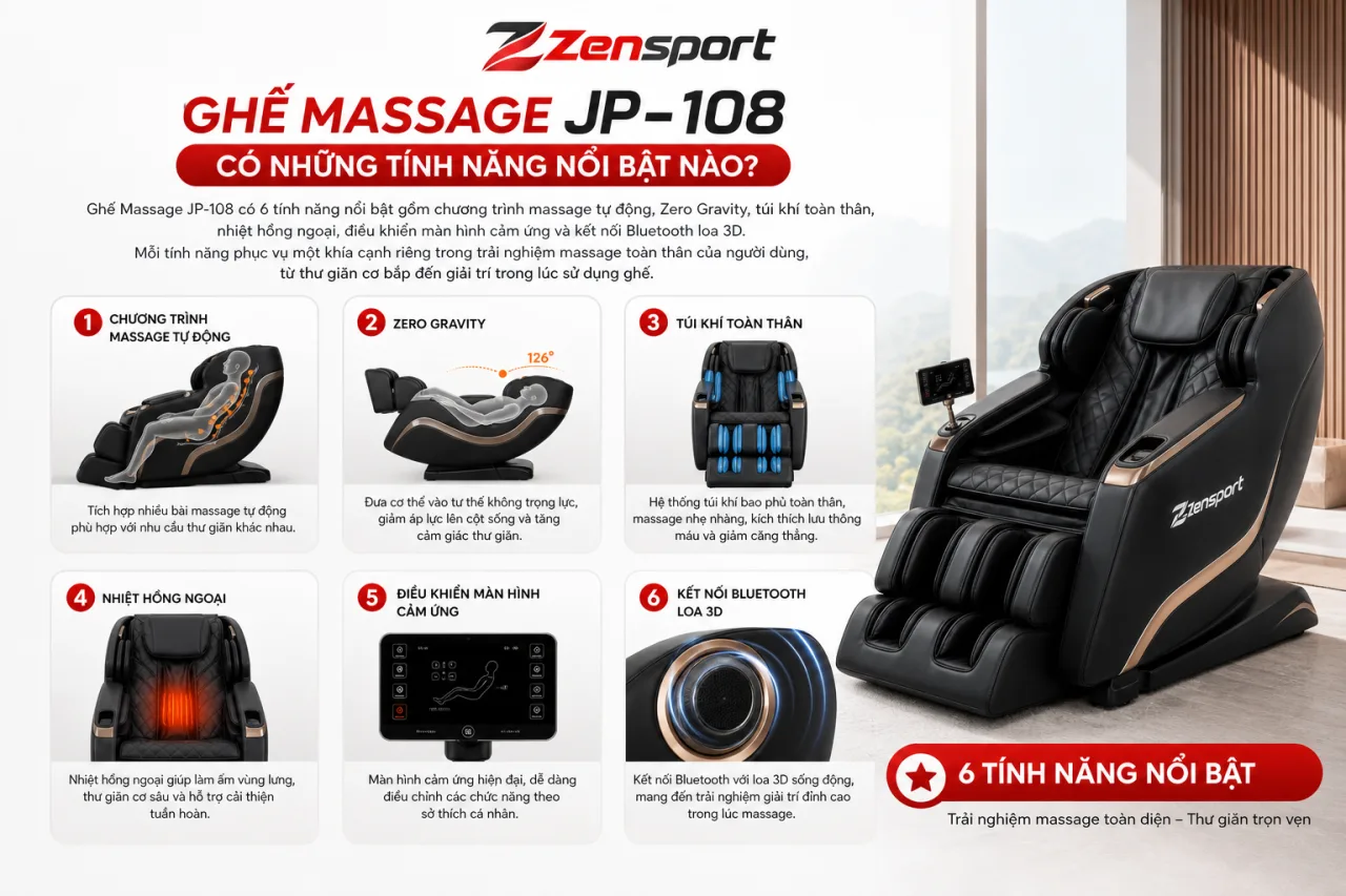 Ghế Massage JP-108 có những tính năng nổi bật nào Ghế Massage JP-108 có những tính năng nổi bật nào