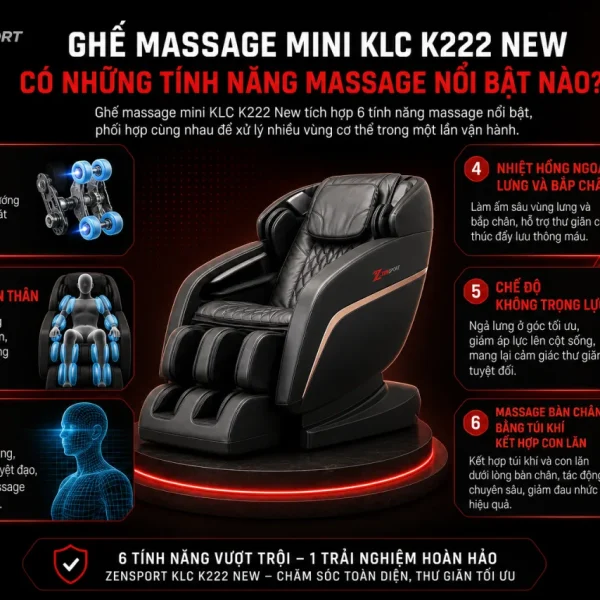 Ghế massage mini KLC K222 New có những tính năng massage nổi bật nào