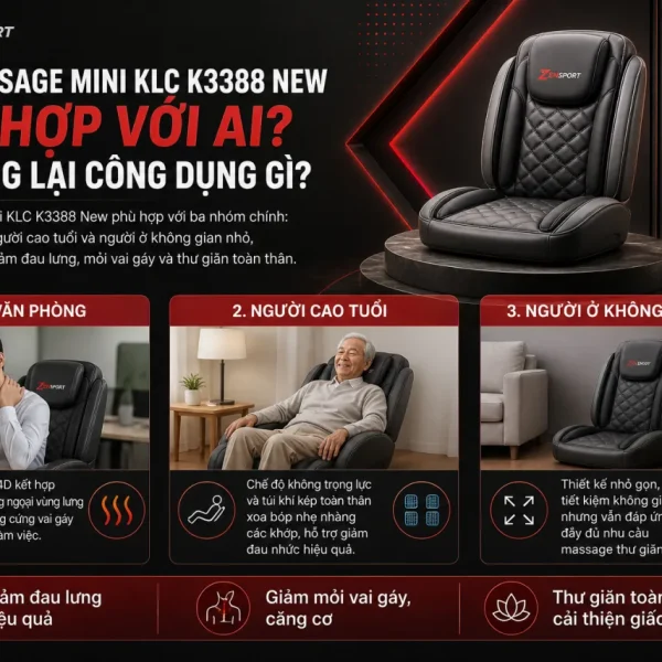 Ghế massage mini KLC K3388 New phù hợp với ai và mang lại công dụng gì