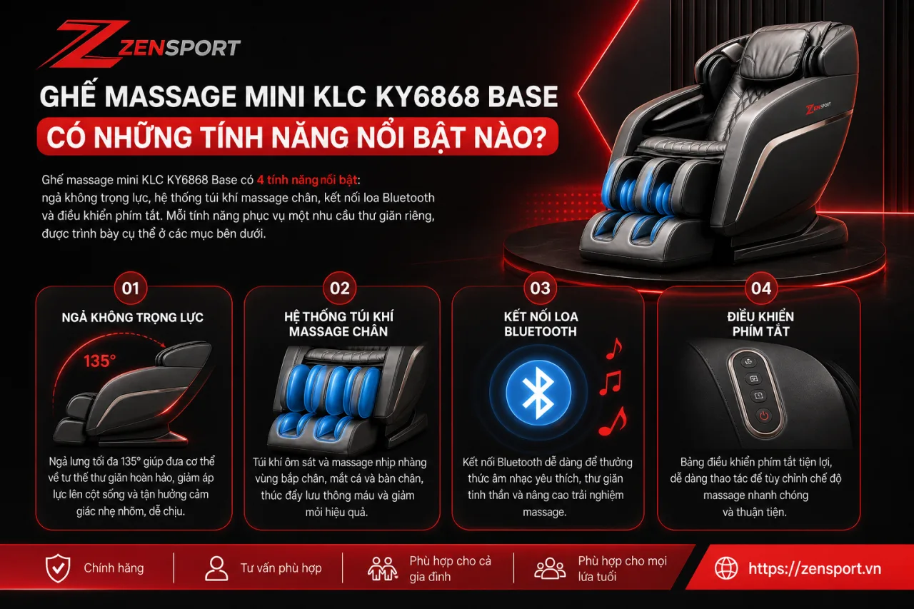 Ghế massage mini KLC KY6868 Base có những tính năng nổi bật nào Ghế massage mini KLC KY6868 Base có những tính năng nổi bật nào