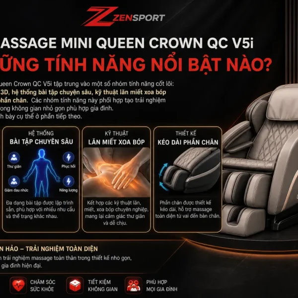 Ghế massage mini Queen Crown QC V5i có những tính năng nổi bật nào